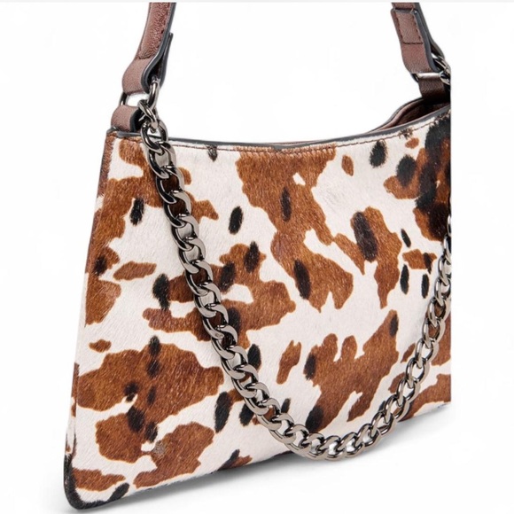 Cow Print Genuine Calf Hair Leather Jagger Shoulder Bag NWT - Picture 6 of 8